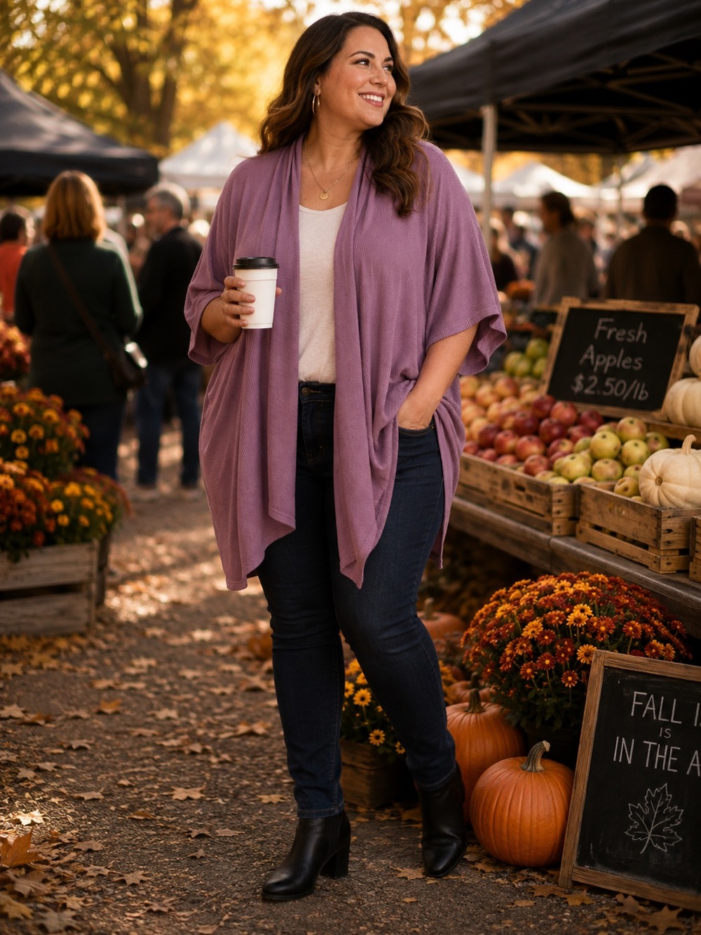 Buttercream Clothing Lavender Open-Front Draped Knit Cardigan